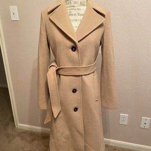 Talbots Removable Faux Fur Collar Belted Wool Coat